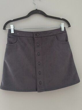 Express Grey Faux Suede Snap Front Mini Skirt Size 4